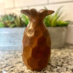 Natural Wood Handmade‎ Pineapple Taper Candle, Incense, or Toothpick Holder